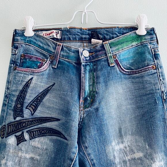 Red Engine painted flare jeans - Picture 8 of 12